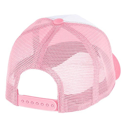 Falari 5-Panel Mesh Baseball Cap, Trucker Hat, Structured Plain Design, Cotton, Adjustable Size - color: 1pk Pink