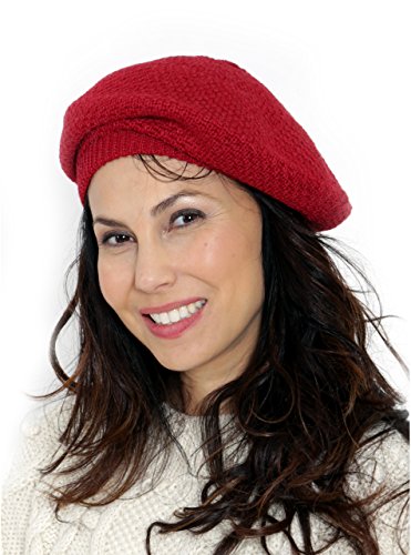 100% Pure Alpaca Knit Beret - Soft Slouchy Style Tam for Women - color: Dark Chocolate