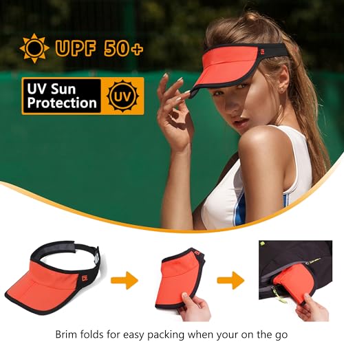 GADIEMKENSD Foldable Sun Visor Hat UPF 50+ Lightweight Adjustable - color: Orange Black