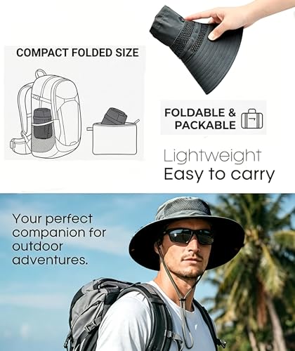 Sun Bucket Hat for Men Women Wide Brim UPF 50+ UV Protection Waterproof - color: Army Green