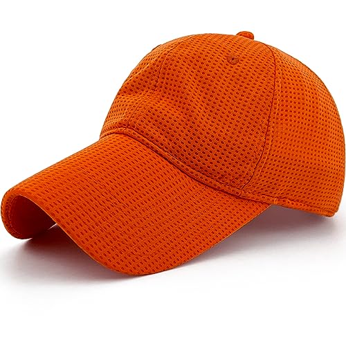 Long Brim Golf/Running Hat Full Mesh Baseball Cap Breathable - color: Blaze-orange, size: X-Large-XX-Large