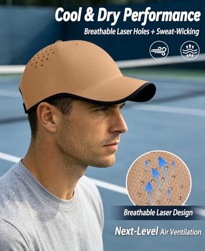 ZOORON Uncrushable Baseball Cap, Seamless Hats with Breathable Air Holes - color: Khaki