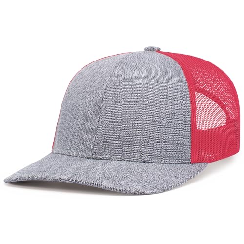 Pacific Headwear Melange Heather Low-Profile Trucker - color: Grey Heather/Red/Grey Heathe