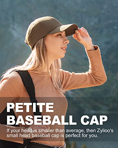 Zylioo Small Baseball Cap for Men Women, Adjustable Unstructured Dad Hat - color: Coffee-fits 21.7"-22.4"/55cm-57cm