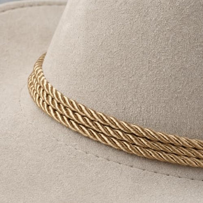Classic Western Rolled-up Vegan Suede Cowboy Hat - color: White