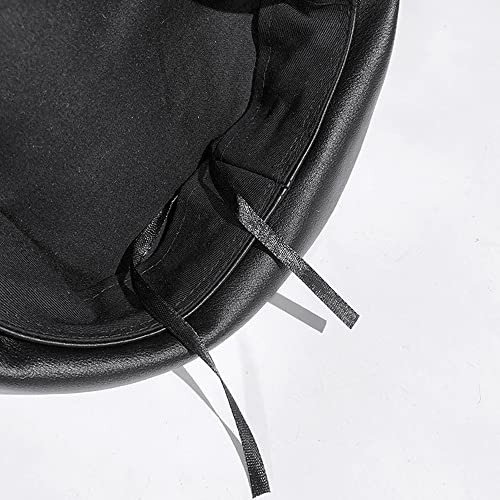Women's PU Leather French Artist Beret Cap - color: Black