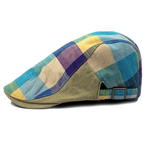 Men's Plaid Striped Newsboy Ivy Flat Driving Golf Cap - color: 7#