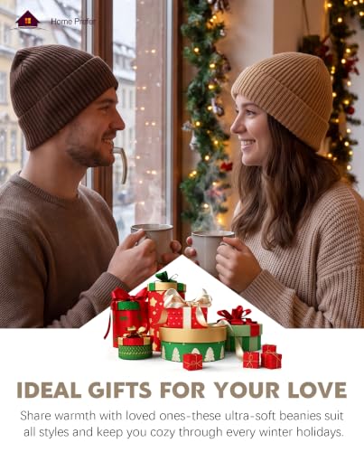 Home Prefer Rib Knit Beanie Hat for Men and Women Cuffed Beanie Winter Hat - color: Coffee