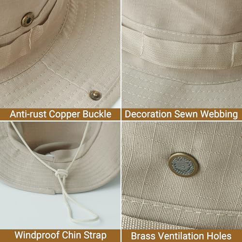 PFFY Sun Boonie Hats for Men UPF 50+ Bucket Hat for Fishing Safari Hunting - color: Pureblue