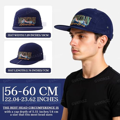 Quick Dry 5 Panel Hats for Men Waterproof Flat Brim Hat Lightweight 5-Panel Baseball Caps Casual Trucker Snapback Hat - color: Mg-pym2575-khaki