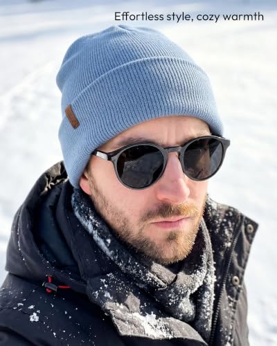 Beanie for Men Women, Winter Double Layer Warm Hat Skull Cap - color: Blue