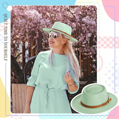 Hercicy Wool Fedora Hat for Women - color: Yellow, Pink, Green, Blue
