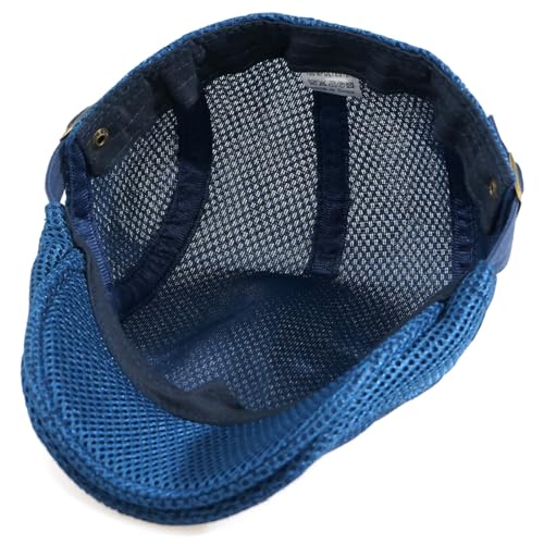 2 Pack Men's Mesh Cap Breathable Summer Newsboy Hat Adjustable Beret Ivy Cap Irish Cabbie Driving Hunting Hats - color: Black/Navy