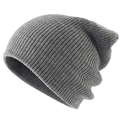 Connectyle Classic Double Layer Knit Beanie Hat Warm Thick Acrylic Winter Hats Daily Cuffed Beanies Watch Hat for Men Women - color: Light Gray