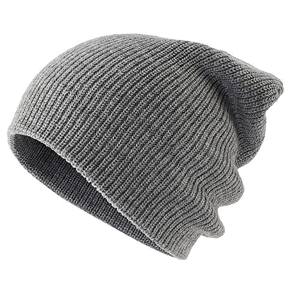 Connectyle Classic Double Layer Knit Beanie Hat Warm Thick Acrylic Winter Hats Daily Cuffed Beanies Watch Hat for Men Women - color: Light Gray