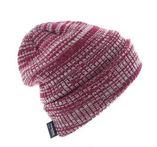 Milani Thinsulate 40 Gram Windchill Insulated Winter Cold Weather Beanie Skull Cap - color: Burgundy/White