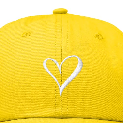 Hand Drawn Heart Hat Womens Embroidered Baseball Cap - color: Gold