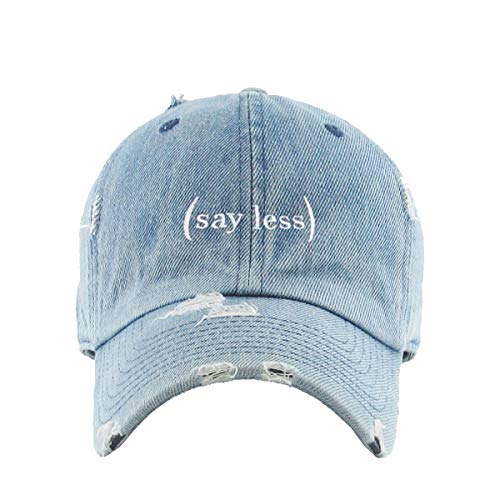Say Less Do More Vintage Baseball Cap Embroidered Cotton Adjustable Distressed Dad Hat - color: Light Denim