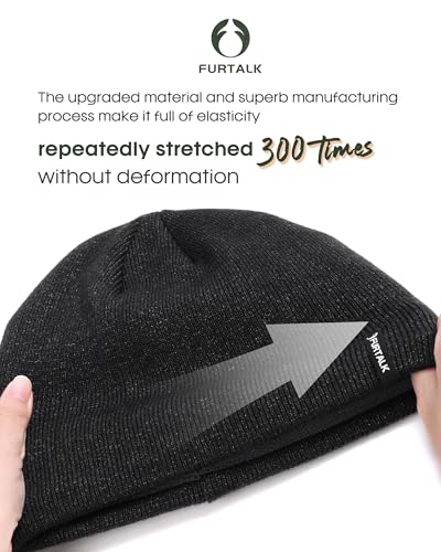 FURTALK Winter Beanie Men Women Windproof Knitted Warm Cuffless Beanie Hat - color: Dark Grey