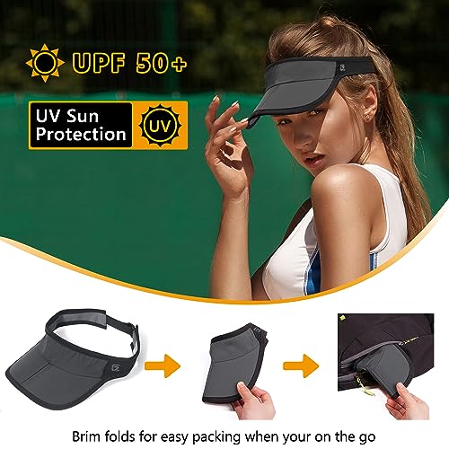 GADIEMKENSD Foldable Sun Visor Hat UPF 50+ Lightweight Adjustable - color: Grey Black