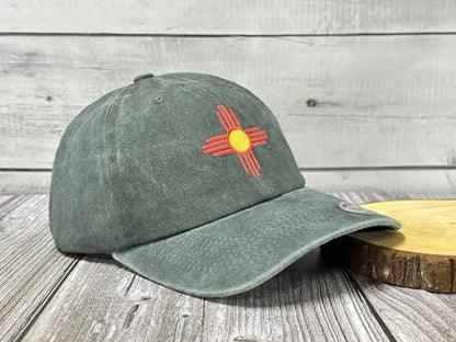 America State City Flag Hats - color: New Mexico Flag (Washed Army Green)