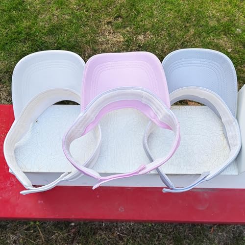 3 Pack Sun Visor Hat Women Beach Visors Outdoor Sports Cap - color: White, Grey, Pink