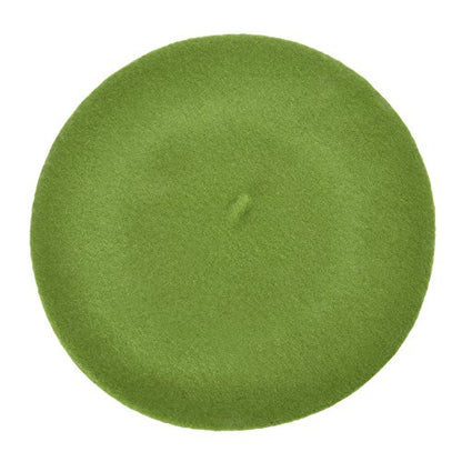 ZLYC Wool French Beret Hat Solid Color Classic Artist Cap for Women - color: Light Green