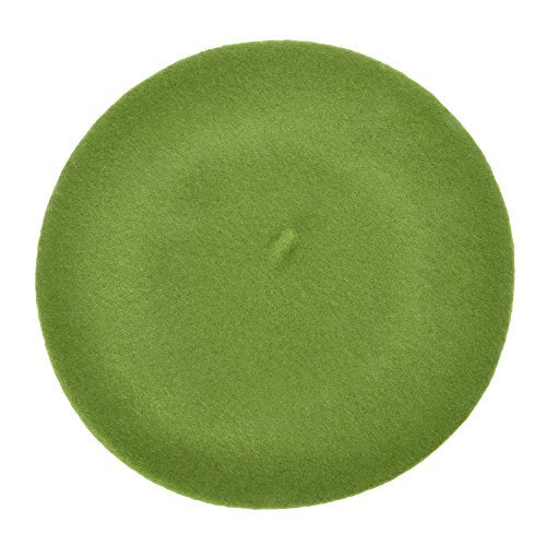ZLYC Wool French Beret Hat Solid Color Classic Artist Cap for Women - color: Light Green