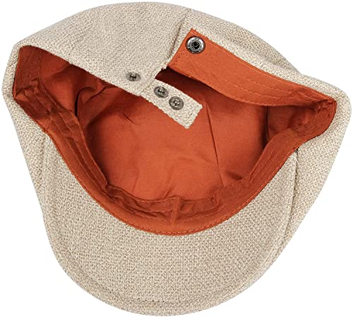 Cabbie Hats for Men Summer,Cotton Beret Newsboy Hat Ivy Gatsby Adjustable Flat Cap Beret for Driving - color: A02-beige