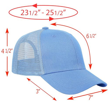 Falari Trucker Hat Baseball Cap Structured Plain Design 6 Panel, Adjustable Size - color: 1pk Sky Blue