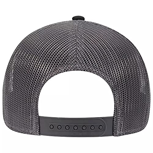 Ashen Fane 6 Panel Low Profile Contrast Vertical Mesh Back Snapback Hat - color: Blk/Ch.gry/Ch.gry