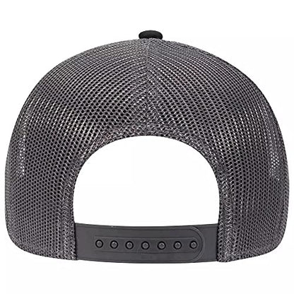 Ashen Fane 6 Panel Low Profile Contrast Vertical Mesh Back Snapback Hat - color: Blk/Ch.gry/Ch.gry