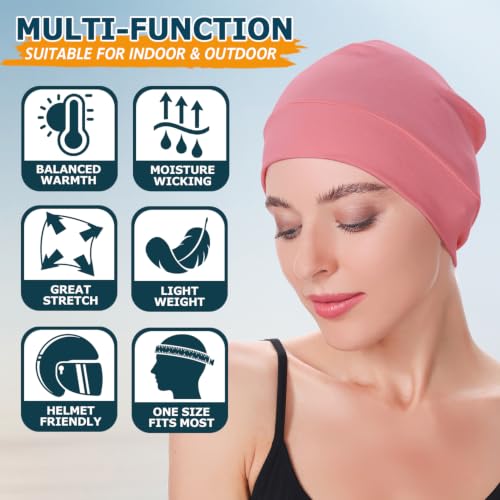 Headshion 100% Cotton Skull Caps Beanie Sleeping Hats for Men Women - color: Pink & Light Pink