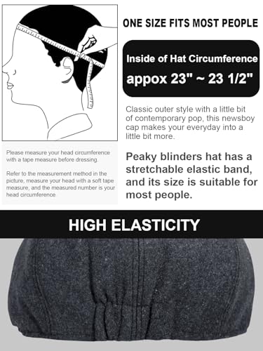 Senker Fashion 2 Pieces Newsboy Cap for Men - color: Black Dark Grey
