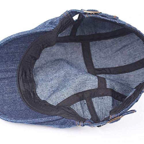 Quanhaigou Unisex Denim Newsboy Hats Flat Ivy Gatsby Cabbie Driving Berets Hat Cotton Dad Cap for Men Women - color: Hat-blue