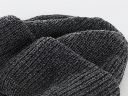 Connectyle Short Fisherman Beanie for Men Women Warm Winter Hats Knit Cuffed Beanies Skull Cap Acrylic Watch Hat - color: Dark Grey