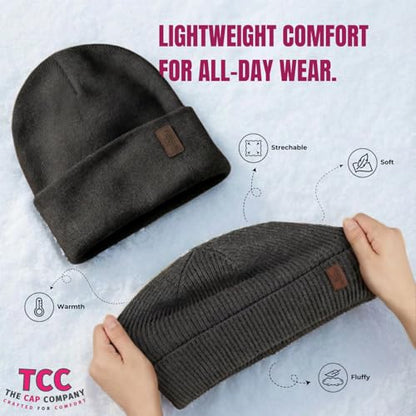 Beanie for Men Women | Cuffed Thick Soft Knitted Unisex Winter Hat Beanies Skull Cap - color: A09- Beige
