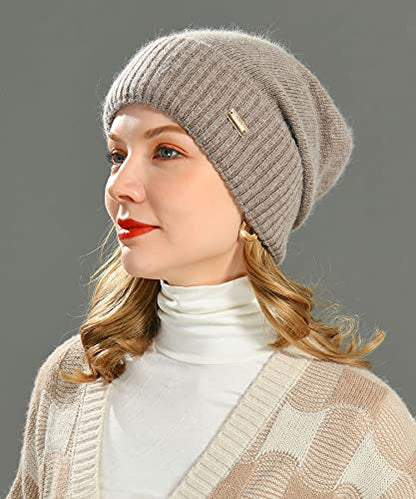jaxmonoy Slouchy Beanies for Women Winter Lightweight Ladies Knit Hat Cuffed Soft Warm Slouch Beanie Cap - Brown - color: Brown