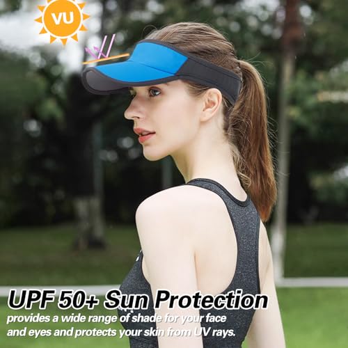 Sports Sun Visor Hat Men Women Foldable Brim Packable Running Golf Cap - color: Blue