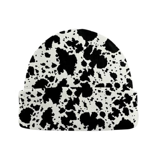 Beanie Knit Hat Winter Unisex Cuffed Beanies Skull Cap Warm Double Layer Thick Acrylic Cute for Girls Women Men - color: Cowhide