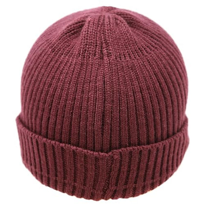 Stretch Knit Brim Beanie Hat for Men & Women – Warm Winter Cap with Visor, Soft Ribbed Cotton Acrylic Blend - color: Black