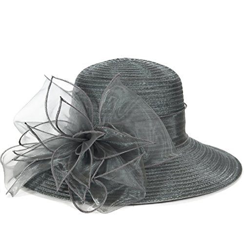Kentucky Church Derby Dress Cloche Hat Sweet Cute Floral Bucket Hats - color: Leaf-grey