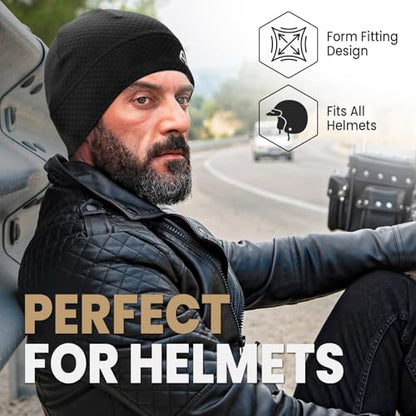 Skull Cap for Men Women Unidirectional Moisture Absorption & Sweat Wicking Quick-Dry Running Hat Beanie, Thermal Helmet Liner - color: Black