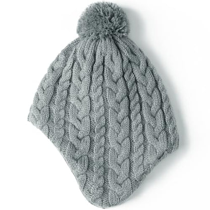 Duoyeree Kids Beanie Dinosaur Pom Pom Knit Winter Hat Fleece Lined for 1-7T - color: Ac-grey, size: 2-4T