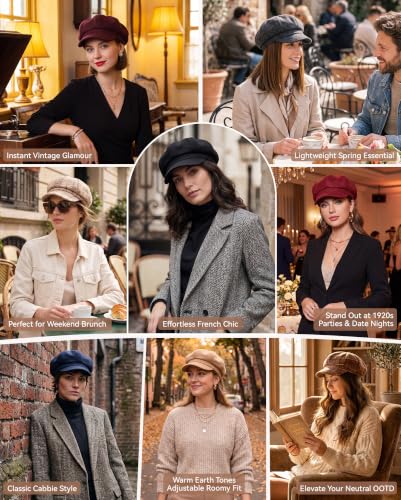 American Trends Newsboy Hats for Women Baker Boy Cap Fall Winter Beret - color: A-grey