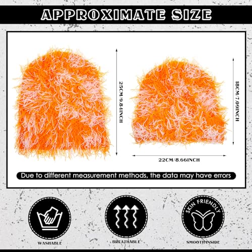 Chuarry Distressed Knitted Beanie Fuzzy Winter Hat - color: Assorted Orange
