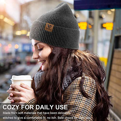Vgogfly Slouchy Beanie Hats for Women Winter Knitted Caps Soft Warm Ski Hat Unisex - color: Dark Orange