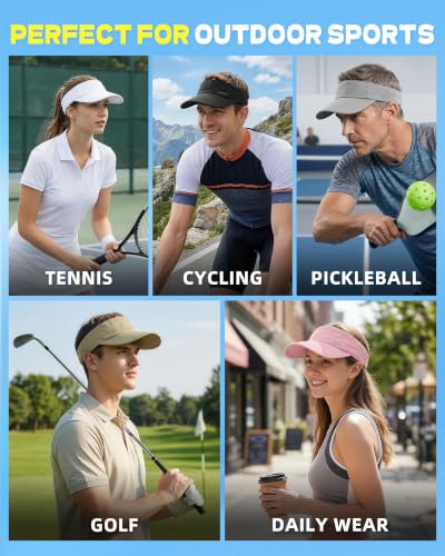 Sun Visor Hats for Women Men - Wide Brim Quick Dry Adjustable Hat - color: Grey