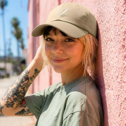 Hand Drawn Heart Hat Womens Embroidered Baseball Cap - color: Khaki