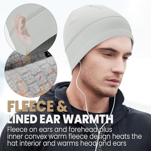 Skull Cap for Men Women Unidirectional Moisture Absorption & Sweat Wicking Quick-Dry Running Hat Beanie, Thermal Helmet Liner - color: White